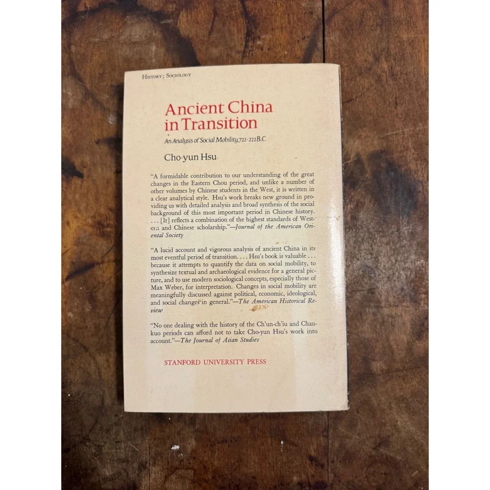 Ancient China in Transition Cho-yun Hsu Stanford University Press 1968 History